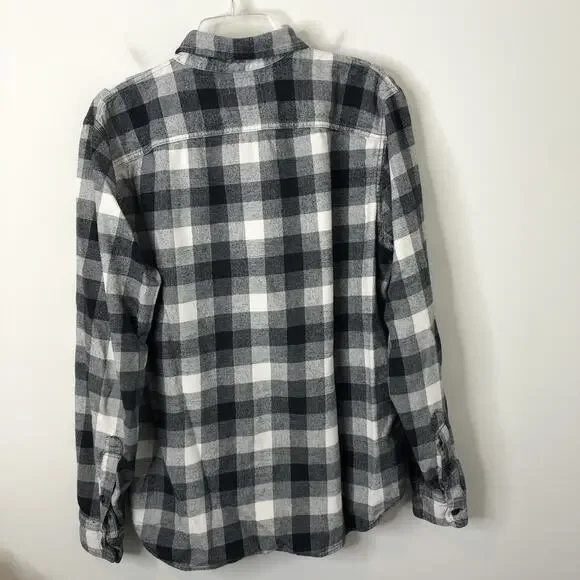 Hollister Men's Black & White Plaid Long Sleeve Flannel Button-Up Shirt Size XL - Picture 6 of 7